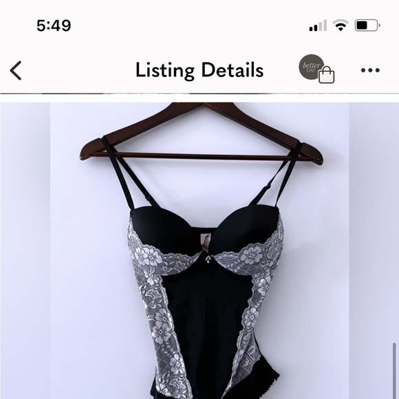 NWOT Shaping Lingerie Bodysuit with White Lace - Picture 2 of 4